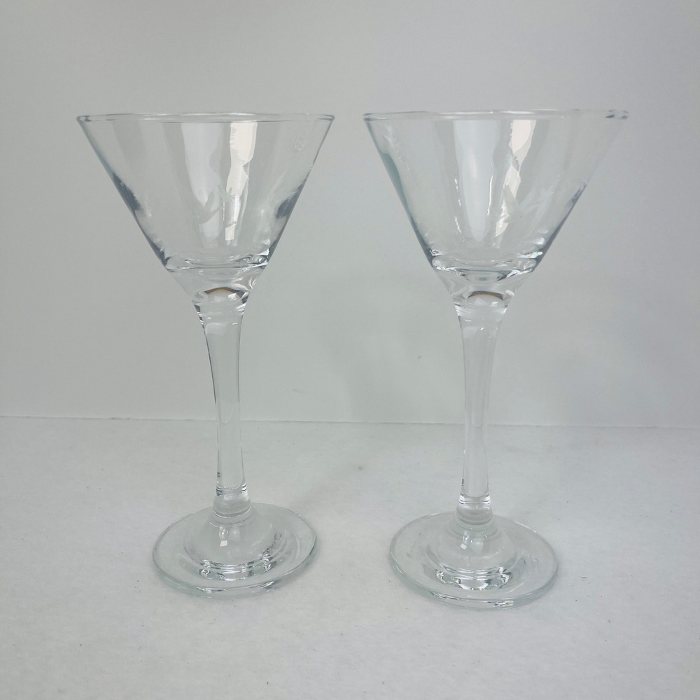 Grey Goose Vodka Martini Glasses Set 2 Frosted Etched Logo Clear Stemware 7.5"